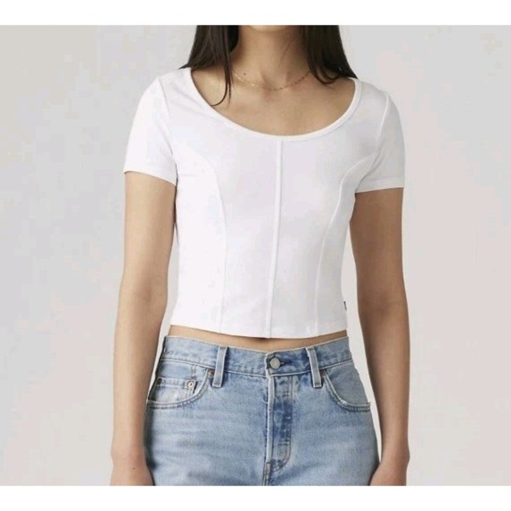 Levi's Mars Corset T Shirt XXL NWT White Slim Fit Scoop Neck Y2K Inspired Top